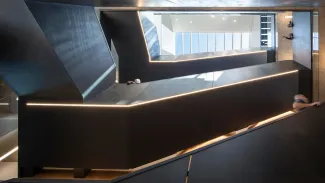 Interior view of main staircase inside of Missoula Public Library New Main Library 