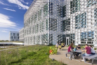The terraces give users access to fresh air and views at each level of the building.