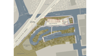 Site plan of John W. Olver Transit Center. 