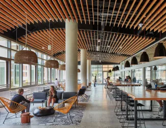 NTPLLN’s design makes healthy choices accessible and appealing. a central dining commons and market offer affordable, healthy food options and plenty of indoor and outdoor spots to eat, socialize, and study.
