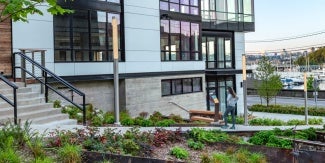 Watershed is a commercial office building in Seattle that is pursuing living building certification. the building is also salmon-safe certified.