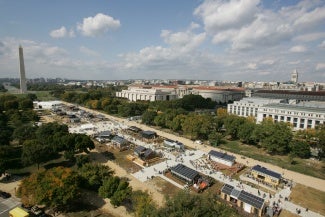 aerial shot of the National Mall in Washington, DC at daytime