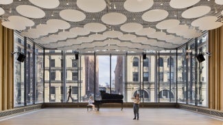 The Paulson Center provides NYU with instruction and practice rooms for its music and performing arts programs, and the University’s first orchestral ensemble room