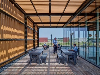 Second level outdoor space, large west elevation
