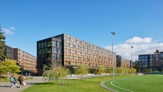 The residences create a vibrant living-learning community for upwards of 2,000 students, fostering engagement and connection through dining, instruction, meeting, and recreation spaces. 