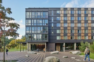 The design process included a rigorous study of wood weathering patterns and drivers, guiding the rainscreen development and ensuring long-term success in both aesthetics and limited maintenance. 