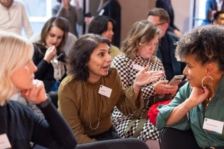 person talking at a meeting