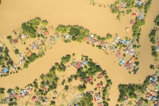 aerial view of flooding