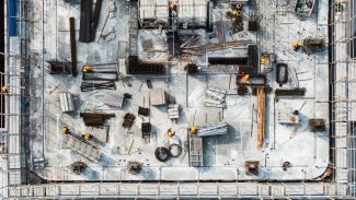Aerial view of a construction site