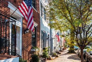 Beautiful row of townhomes in Alexandria, Virginia
