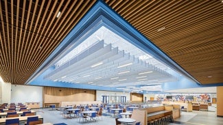 Ceiling panels in the Saratoga Springs High School cafeteria