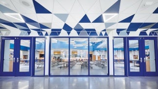DesignFlex Shapes ceiling system, which has angular shapes