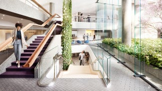 Visitors enjoying the architecture at the AIA Global Campus for Architecture and Design.