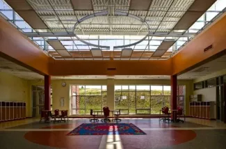 gathering space in school designed for native american reservation students south dakota