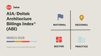 The AIA/Deltek Architecture Billings Index® (ABI) is a diffusion index derived from the monthly Work-on-the-Boards survey, conducted by the AIA Economics & Market Research Group.