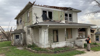 Architect supporting a home post disaster