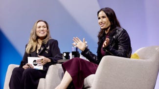 Padma Lakshmi giving a talk