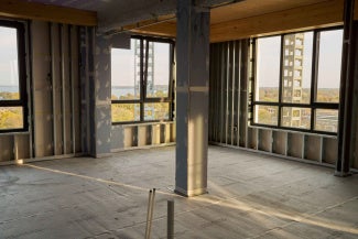 sound attenuation mat mass timber project in process