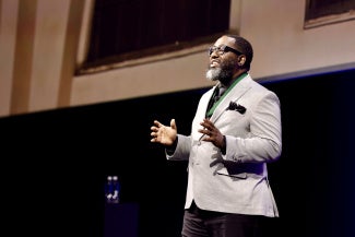 michael ford hip-hop architect whitney m. young jr award winner standing on mainstage