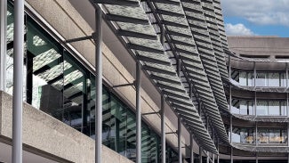 Solar panels on exterior of AIA Global Campus of Architecture & Design