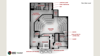 Upper-level floor plan for Washington Improv Theater