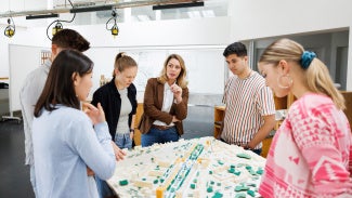 Architecture teacher with students
