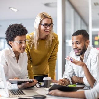 Diverse team working together