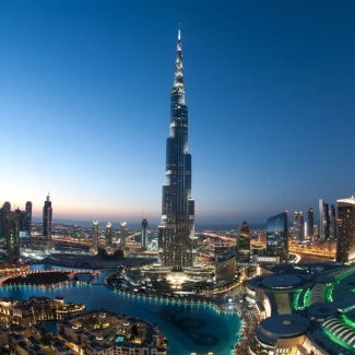 Dubai cityscape after sunset