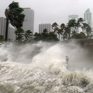 water flooding a beach