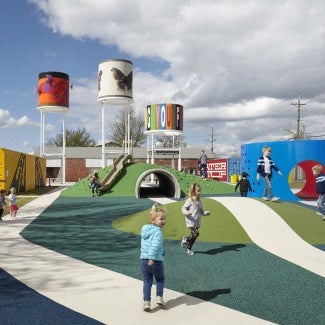 Kids playing at a playground