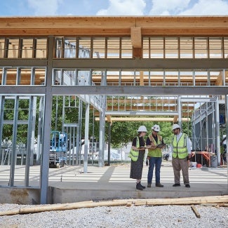 Architects visiting construction site