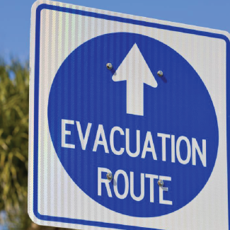 Sign for evacuation route