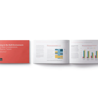 Cover and inside page of Resiliency in the Built Environment report