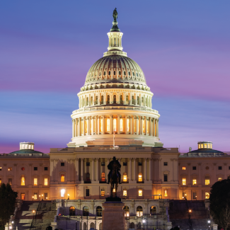 US Capitol at dusk