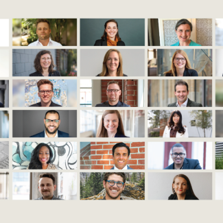 A collage of headshots showing  Young Architects 2024 winners