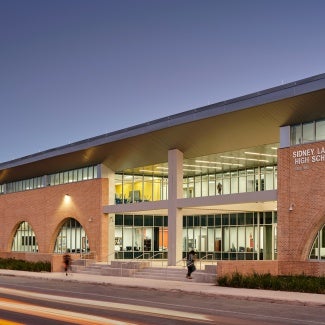 Campus view along Cesar Chavez Blvd