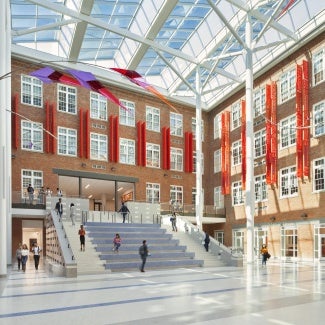 Rendering of school modernization project Perkins Eastman