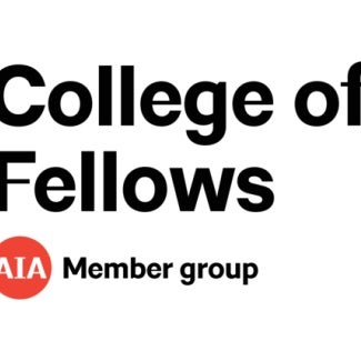 Red and black AIA College of Fellows logo