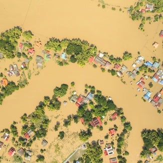 aerial view of flooding