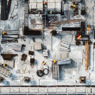 Aerial view of a construction site