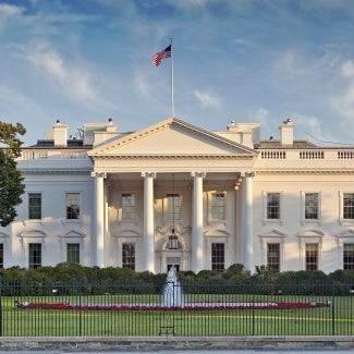 Front view of the White House in Washington, D.C.