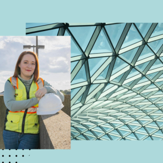 Christiana Copper, AIA, in a hard hat