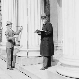 In 1933, a documentation team measures the Kentucky School for the Blind.