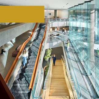 AIA Global Campus lobby and staircase during daytime