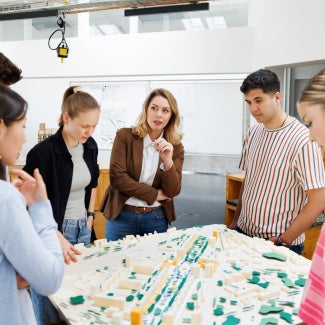 Architecture teacher with students