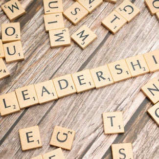 Scrabble tiles showing the word Leadership